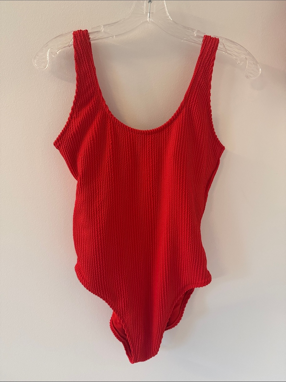 Old Navy Red Textured Scoop Neck One-Piece Swimsuit